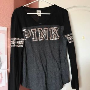 PINK bling varsity v-neck XS